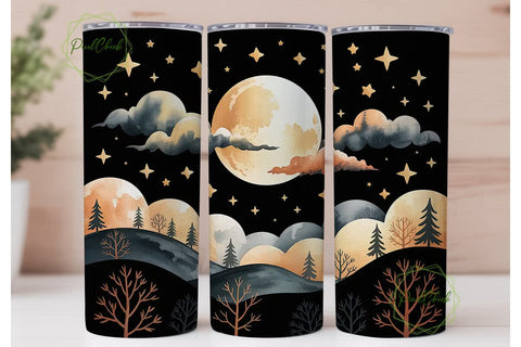 Moonlit Autumn Night 20oz Tumbler Wrap Sublimation PixelChick 