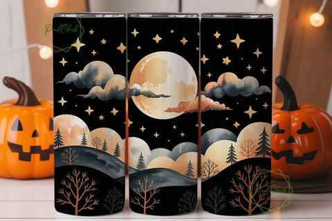 Moonlit Autumn Night 20oz Tumbler Wrap Sublimation PixelChick 