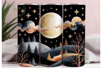 Moonlit Autumn Night 20oz Tumbler Wrap Sublimation PixelChick 