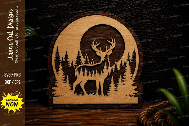 Moonlit Buck Forest Arch Laser Cut SVG Design SVG Regulrcrative 
