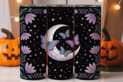 Moonlit Butterflies 20oz Tumbler Wrap Sublimation PixelChick 