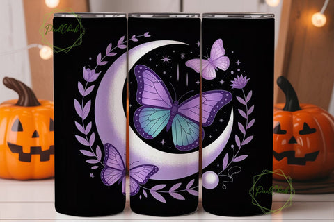 Moonlit Butterflies 20oz Tumbler Wrap Sublimation PixelChick 