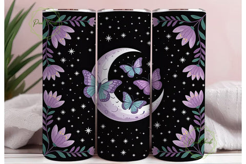 Moonlit Butterflies 20oz Tumbler Wrap Sublimation PixelChick 