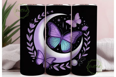 Moonlit Butterflies 20oz Tumbler Wrap Sublimation PixelChick 
