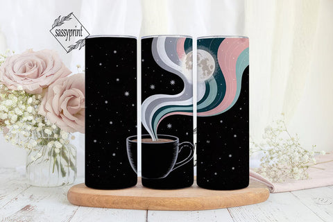Moonlit Coffee Tumbler Wrap Sublimation sassyprint 