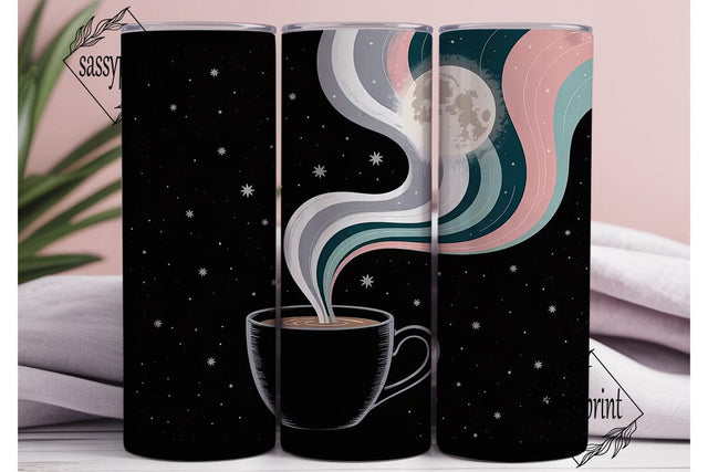 Moonlit Coffee Tumbler Wrap Sublimation sassyprint 
