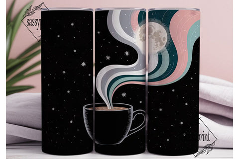Moonlit Coffee Tumbler Wrap Sublimation sassyprint 