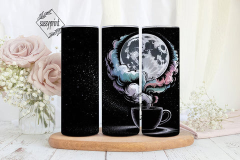 Moonlit Coffee Tumbler Wrap Sublimation sassyprint 