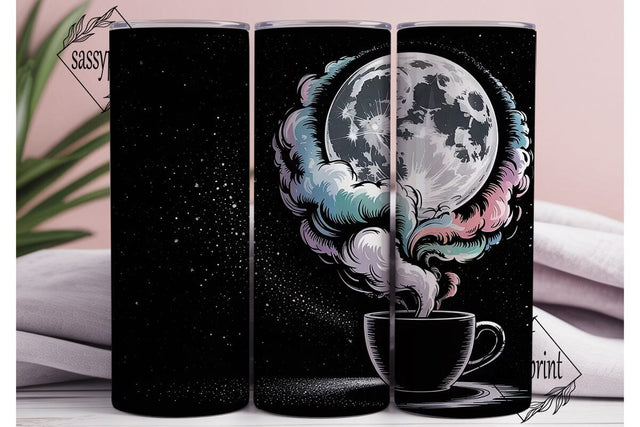 Moonlit Coffee Tumbler Wrap Sublimation sassyprint 