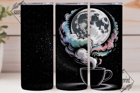 Moonlit Coffee Tumbler Wrap Sublimation sassyprint 