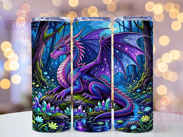 Moonlit Fantasy Dragon 20oz Tumbler, Fantasy Dragon, Moonlit Style, Mystical Theme, Sublimation Wrap, 20oz Tumbler, Ethereal Aesthetic, Enchanted Design Sublimation SvggirlplusArt 