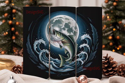 Moonlit Fishing 20oz Tumbler Wrap Sublimation DesignSVG 