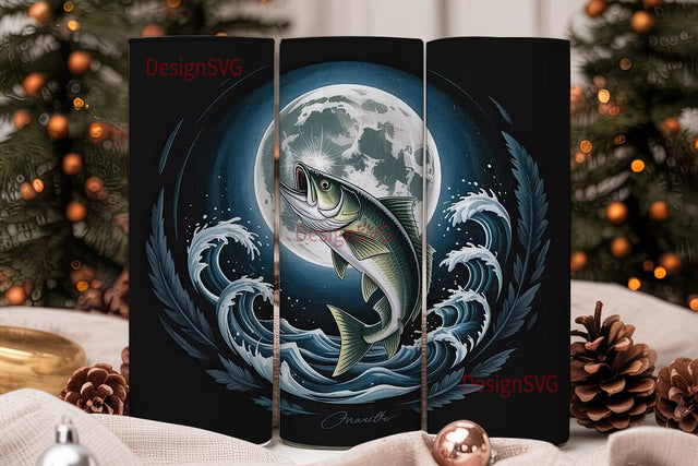 Moonlit Fishing 20oz Tumbler Wrap Sublimation DesignSVG 