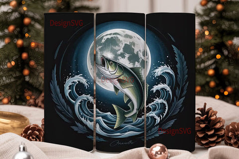 Moonlit Fishing 20oz Tumbler Wrap Sublimation DesignSVG 