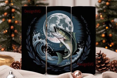 Moonlit Fishing 20oz Tumbler Wrap Sublimation DesignSVG 