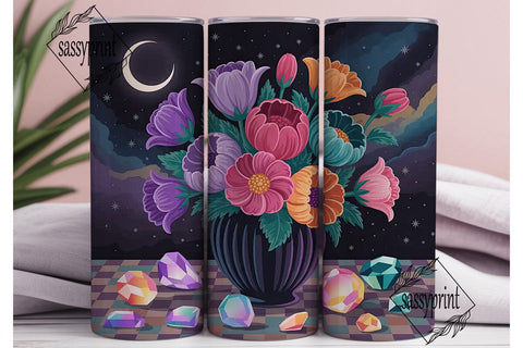 Moonlit Floral 20oz Tumbler Wrap Sublimation sassyprint 