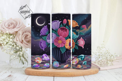 Moonlit Floral 20oz Tumbler Wrap Sublimation sassyprint 