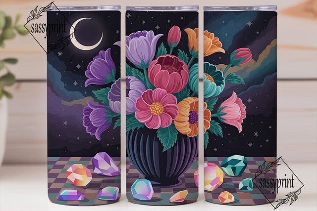 Moonlit Floral 20oz Tumbler Wrap Sublimation sassyprint 