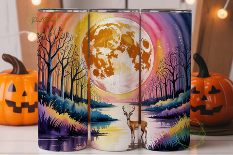 Moonlit Forest Deer 20oz Tumbler Wrap Sublimation PixelChick 