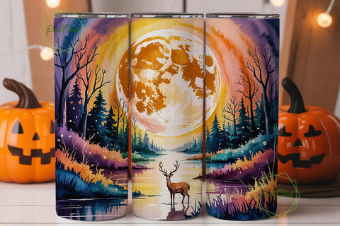 Moonlit Forest Deer 20oz Tumbler Wrap Sublimation PixelChick 