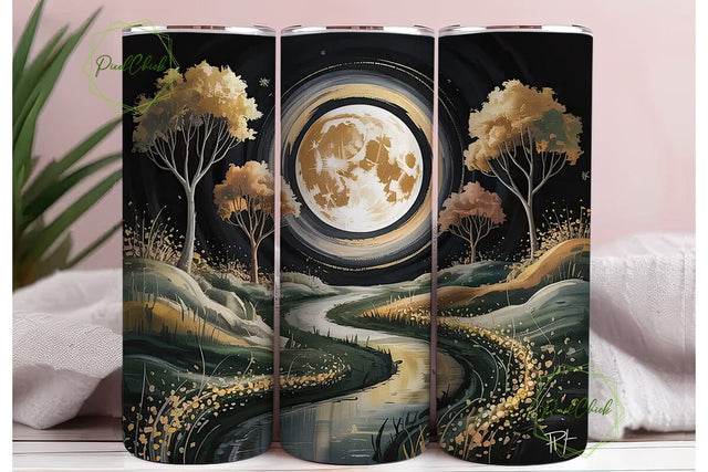 Moonlit Forest Path 20oz Tumbler Wrap Sublimation PixelChick 