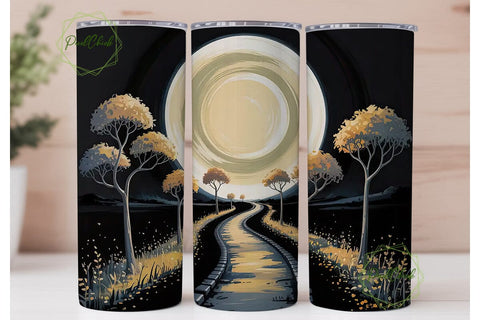 Moonlit Forest Path 20oz Tumbler Wrap Sublimation PixelChick 