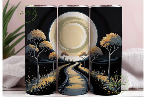 Moonlit Forest Path 20oz Tumbler Wrap Sublimation PixelChick 