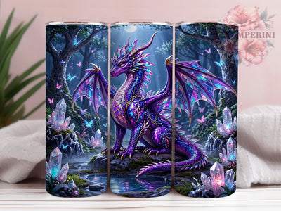 Moonlit Gem Dragon 20oz Tumbler, Moonlit Dragon, Gemstone Design, 20oz Wrap, Fantasy Art, Mystical Dragon, Crystal Tumbler, Sublimation Tumbler Sublimation Li Zamperini 