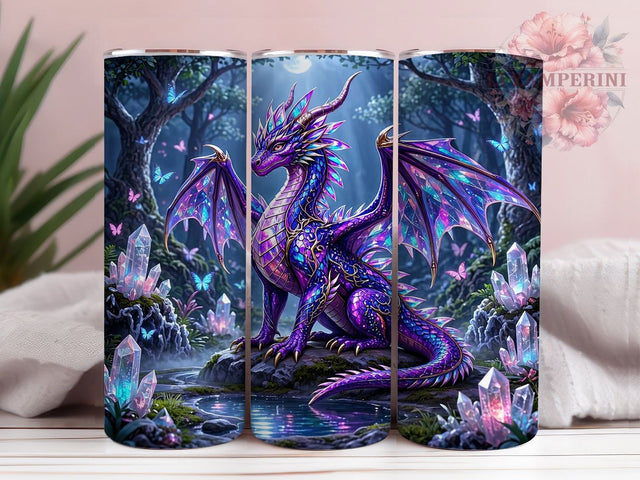 Moonlit Gem Dragon 20oz Tumbler, Moonlit Dragon, Gemstone Design, 20oz Wrap, Fantasy Art, Mystical Dragon, Crystal Tumbler, Sublimation Tumbler Sublimation Li Zamperini 