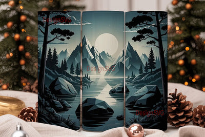 Moonlit Geometric Landscape 20oz Tumbler Sublimation DesignSVG 