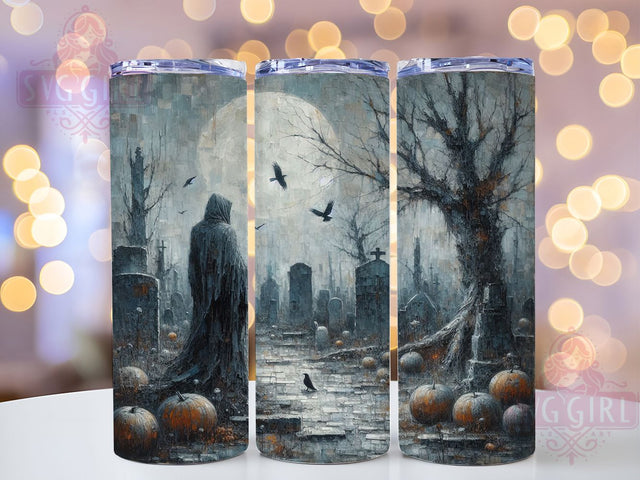 Moonlit Graveyard Gothic Halloween Tumbler, Moonlit Halloween Sublimation Design, Witch & Ghost Cup Wrap, 20oz Spooky Scene Wrap, Haunted Cemetery Tumbler, Gothic Halloween Drinkware, Paranormal Sublimation W Sublimation SvggirlplusArt 