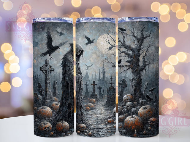 Moonlit Graveyard Gothic Halloween Tumbler, Moonlit Halloween Sublimation Design, Witch & Ghost Cup Wrap, 20oz Spooky Scene Wrap, Haunted Cemetery Tumbler, Gothic Halloween Drinkware, Paranormal Sublimation W Sublimation SvggirlplusArt 