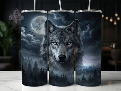 Moonlit Grey Wolf 20oz Tumbler, Moonlit Grey Wolf, Grey Wolf Tumbler, Wolf Tumbler Wrap, Moonlit Wolf PNG, Grey Wolf PNG, Wolf Tumbler, 20oz Tumbler Wrap Sublimation SvggirlplusArt 