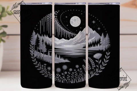 Moonlit Mountain 20oz Tumbler Wrap Sublimation sassyprint 