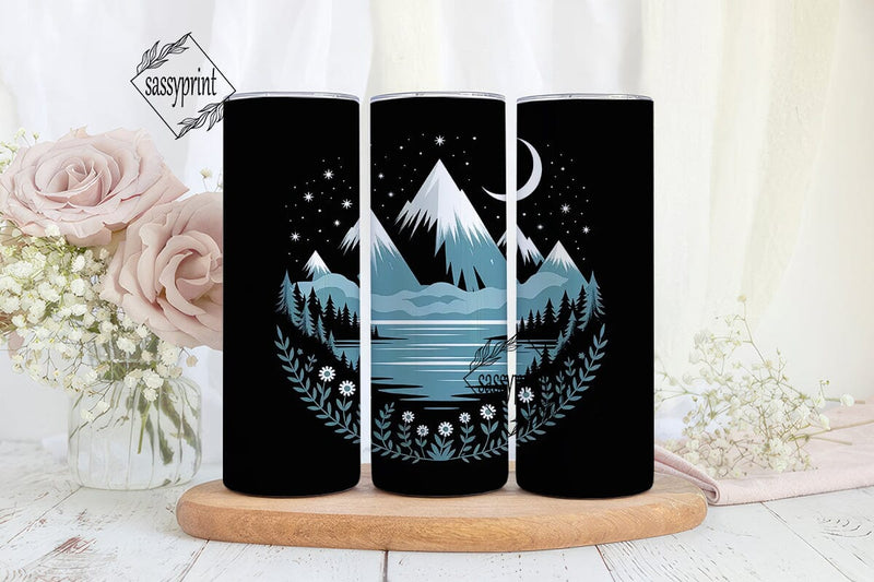 Moonlit Mountain 20oz Tumbler Wrap Sublimation sassyprint 