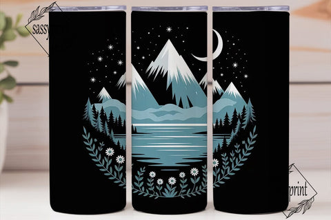 Moonlit Mountain 20oz Tumbler Wrap Sublimation sassyprint 