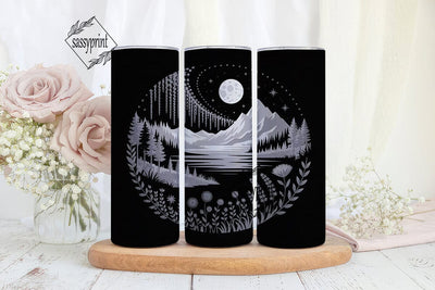 Moonlit Mountain 20oz Tumbler Wrap Sublimation sassyprint 