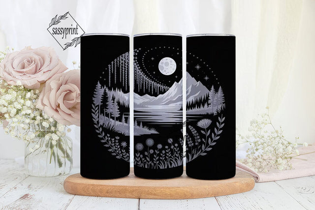 Moonlit Mountain 20oz Tumbler Wrap Sublimation sassyprint 