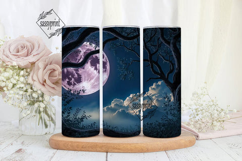 Moonlit Night Sky 20oz Tumbler Wrap Sublimation sassyprint 