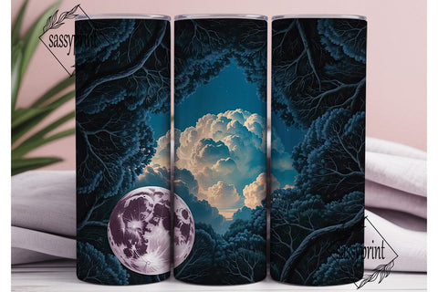 Moonlit Night Sky 20oz Tumbler Wrap Sublimation sassyprint 