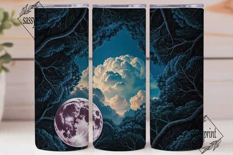 Moonlit Night Sky 20oz Tumbler Wrap Sublimation sassyprint 