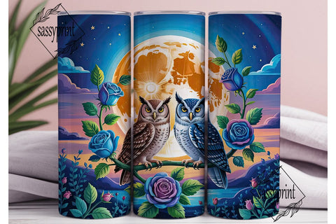 Moonlit Owls 20oz Tumbler Wrap Sublimation sassyprint 