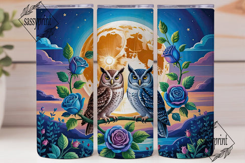 Moonlit Owls 20oz Tumbler Wrap Sublimation sassyprint 