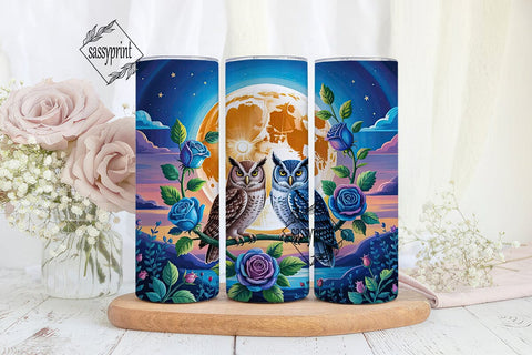 Moonlit Owls 20oz Tumbler Wrap Sublimation sassyprint 