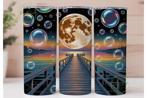 Moonlit Pier 20oz Tumbler Wrap Sublimation PixelChick 