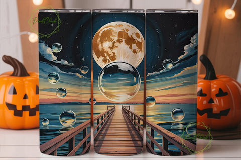 Moonlit Pier 20oz Tumbler Wrap Sublimation PixelChick 