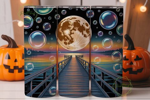 Moonlit Pier 20oz Tumbler Wrap Sublimation PixelChick 