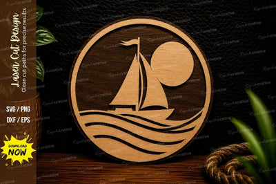 Moonlit Sailboat Ocean Laser Cut Svg Design SVG Regulrcrative 