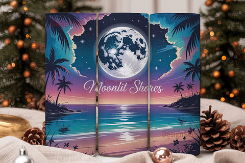 Moonlit Shores 20oz Tumbler Wrap Sublimation DesignSVG 