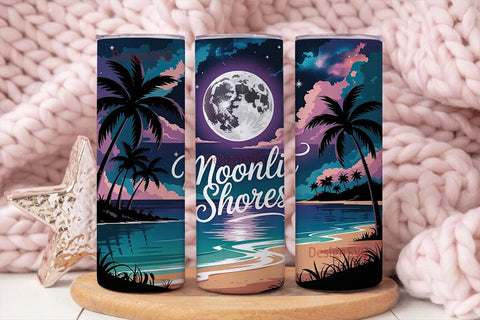 Moonlit Shores 20oz Tumbler Wrap Sublimation DesignSVG 